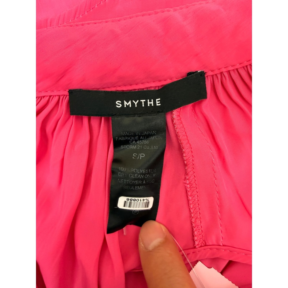 Smythe Sleeveless Blouse Women's Size S Pink Excellent Pleated Mock Neck Top - Picture 3 of 3